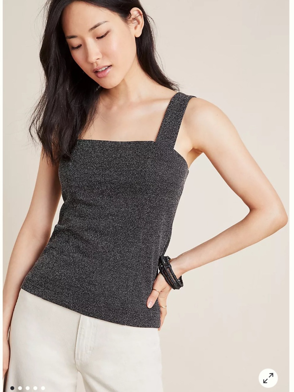 Anthropologie Sunday in Brooklyn gray Marie smocked Tank